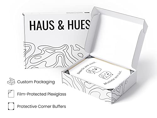 HAUS AND HUES Funny Bathroom Decor – Beard and Mullet Artwork, Playful Restroom Poster, Humorous Washroom Accent (24x36, Beige Frame) - color: Beard/Mullet, size: 24"L x 36"W, style: Beige Framed