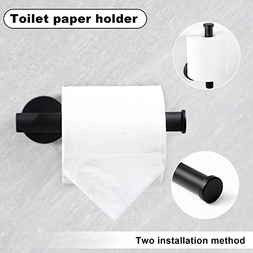10Pcs Bath Towel Bar Set, Includes 23.6 & 16 Inch Towel Bars, Hooks, Rings & Toilet Paper Holder - Black - color: Matte Black, size: 24-16inch