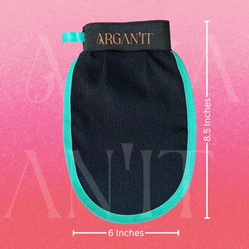 Arganit Bath Mitt Set of 2 – Moroccan Kessa, Original Exfoliating for Dead Skin Removal - Microdermabrasion Mitts, Self-Tan Remover and Keratosis Pilaris Treatment Body Mitt 100% Viscose