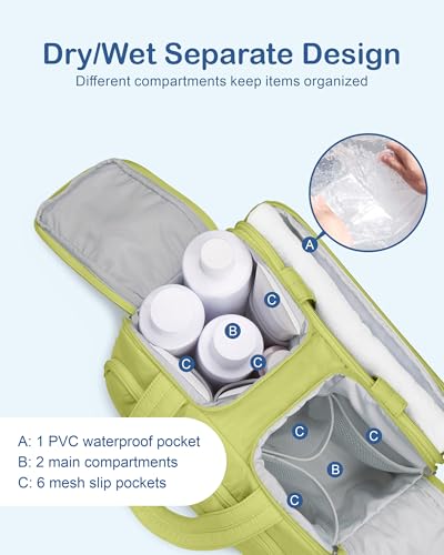 TOPDesign Travel Toiletry Bag for Women, Puffer Large Toiletry Bag, Lightweight Cosmetic Makeup Organizer with Handle for Traveling, Accessories, Essentials, Toiletries (Light Green) - color: Light Green