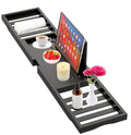 Bathtub Tray Black - Bath Tray Expandable - Bath Table Trays for Bathtub/Tub,Premium Bamboo Wooden, Fits Most Bath Tubs - color: Dark Black