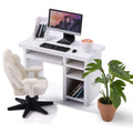 DIYDEC 1:12 Scale Miniatures Office Desk Set 14pcs Dollhouse Office Including Mini Computers Desks Office Chair Keyboard Mouse Folder Books Potted Plants for Tiny Stuff Dollhouse Figurines - color: Dollhouse Office Desk
