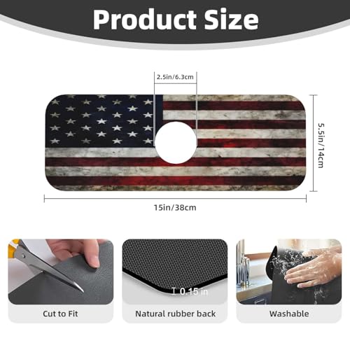 American flag Kitchen sink faucet pad, strong water absorption, anti slip, easy to clean, very suitable for splash and drip prevention, suitable for kitchens and bathrooms - color: American Flag