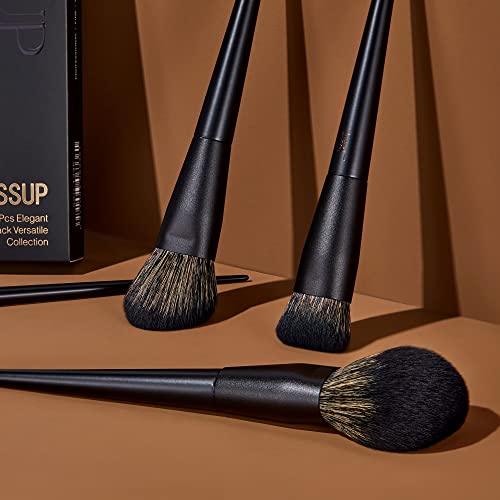 Makeup Brushes Set Jessup Make up Brushes 14Pcs Black Kabuki Foundation Eyeshadow Contour Concealer Powder Eyeliner Crease Eyebrow Blending Brush, T336 - color: B-Matte Black-14pcs, size: Full Brush Set