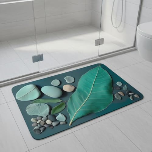 Decorative Bath Mat - Thin, Durable, Non-Slip Quick-Dry Floor Mat - Bathroom & Kitchen (40×60 cm) - size: 1'4" x 1'11" (Rectangular)