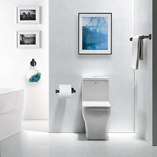 Tudoccy 5-Pieces Matte Black Bathroom Hardware Set SUS304 Stainless Steel Round Wall Mounted - Includes 24" Hand Towel Bar, Toilet Paper Holder, 3 Robe Towel Hooks, Bathroom Accessories Kit - color: Black, size: 24 Inch 5 pcs