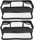 Black Makeup Bag Zipper Waterproof Portable Travel Storage Pouch 2 Pcs - color: Black