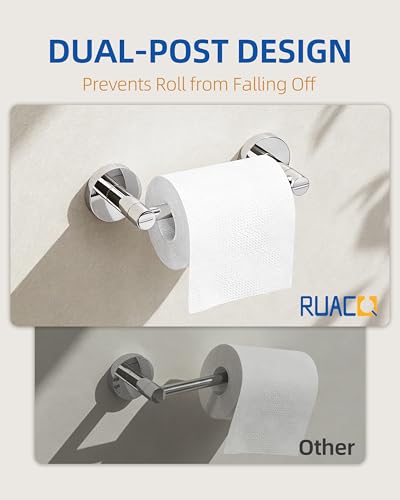 RUACQ Bathroom Toilet Paper Holder, Double Post Pivoting Wall Mounted Toilet Paper Holders, Stainless Steel and Zinc Alloy Bathroom Tissue Holder(Chrome) - color: Chrome, size: Wall Mounted