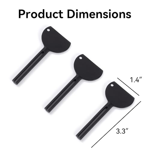 Semi-Circle Tube Paste Squeezer Set, Black 3 Pack Rolling Key Turner for Toothpaste and Cream Tubes, Easy Grip Handle for Bathroom Counter, Travel Kit, Reusable - color: Black