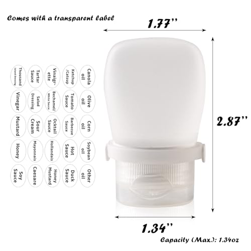 6 Pack Silicone Condiment Squeeze Bottles Small Salad Dressing Bottles to Go Travel Salad Dressing Containers for Lunch Box 30ml/1 oz Travel Sauce Bottle with Labels - size: 1 fl oz (30 ml)