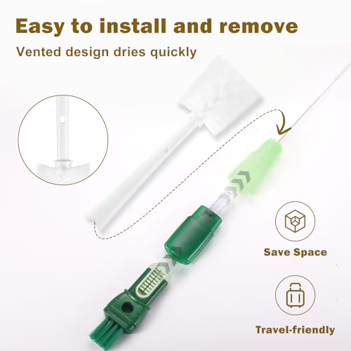 XYFuuee 5 Pack Bottle Brush Set, 5 in 1 Water Bottle Cleaning Brush, Long Handle Narrow Cup Cleaner, 3 Straw Brushes for Stanley, Travel Nipple Detail Washer Brush for Wine Lid Gap (Green) - color: Green