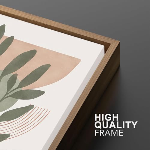 Bwodke Boho Wall Art, Framed Abstract Wall Art, Green Botanical Neutral Canvas Wall Decor, Large Mid Century Plant Pictures Set of 3, Modern Minimalist Paintings, for Bedroom Living Room Bathroom - color: Boho Green, size: 16"x24"Natural