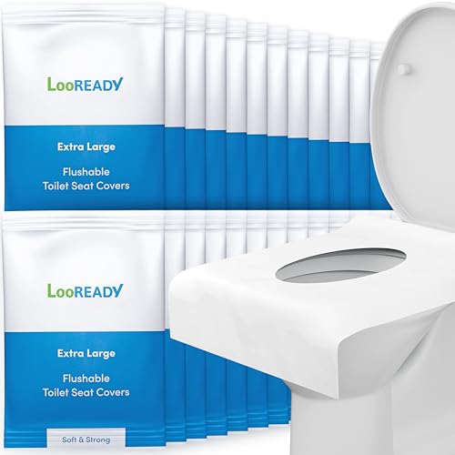 Toilet Seat Covers Disposable Flushable - Extra Large (18 x 22”) - Super Thick, Individually Wrapped Toilet Seat Cover for Travel & Public Bathroom - Premium Quality, Convenient and Hygienic (30 Pack) - size: 30 pack
