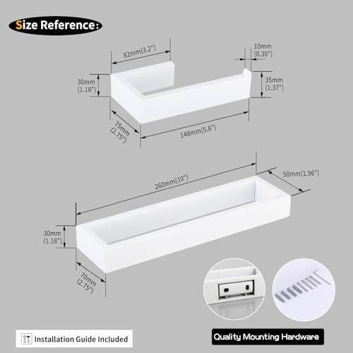 GERZWY Bathroom 2-Piece Accessory Set SUS 304 Stainless Steel Toilet Paper Holder Towel Ring Wall Mount, White - color: White