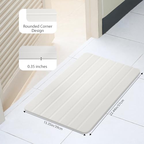 Absorbent Stone Bath Mat, Diatomaceous Earth Shower Mats, Non-Slip Water Absorbing Diatomite Stone Mat for Bathroom Floor, Quick-Drying Easy to Clean - color: Line-white