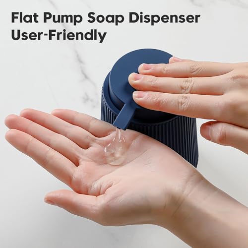 YAUKPH Striped Liquid Hand Soap Dispenser with Leak-Proof Pump for Bathroom and Kitchen Countertop 11oz Navy Blue - color: Blue, size: Liquid Dispenser