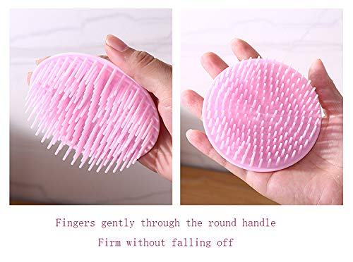 Aroveea Hair Scalp Brush Dandruff Cleaning Brush Shower Scalp Shampoo Brush Scalp Massager Pack of 4(Blue and Pink) - color: Blue