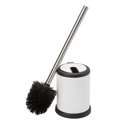 Bath Bliss Toilet Brush and Holder | Self Closing Lid | 360 Degree Brush Head | Bathroom Cleaning | Compact Size | Storage and Organization | White - color: White, size: 1 Pack