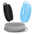 3 Pack Silicone Body Scrubber, Soft Silicone Loofah Silicone Body Brush Exfoliating Body Scrubber, Bath Shower Scrubber for Body, 2 in 1 Bath and Shampoo Wash Brush for Skin Exfoliation Men Women - size: With Handle Black+Blue+Gray