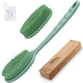 Silicone Back Washer for Shower, Gentle Exfoliating Body & Back Scrubber with Handle, Silicone Loofah with Two Dual-Side & Replaceable Brush Heads(Green-Two Heads) - color: Green-two Heads
