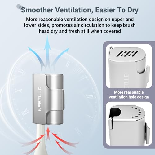 Aluminum Alloy Toothbrush Cover Cap, Long-lasting Toothbrush Head Covers Travel Toothbrush Protector Case for Electric and Manual Brushes, 2 Pcs, Silver+Black - color: Silver+Black