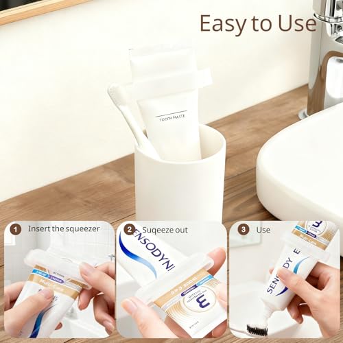 4-Pack Toothpaste Squeezer, Tube Squeezer Tool & Tooth Paste Dispenser | JM.JEEMI PP Toothpaste Roller for Bathroom, Works with Creams, Cosmetics, Lotions in Tubes up to 2.6" Wide