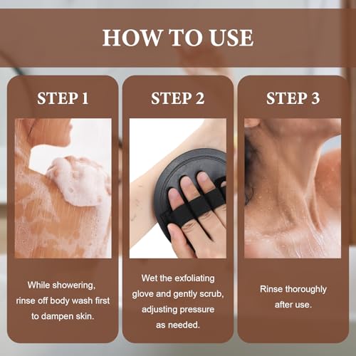 4 PCS Exfoliating Body Scrubber Set Painless Gentle Exfoliating Glove Wearable Rubber Body Scrubber Exfoliator Deep Cleansing Shower and Bath Tool (Straps, Fingers)