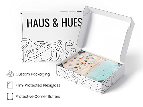 HAUS AND HUES Frame Beach Wall Art - Set of 3 Seascape Decor, Coastal Decor Frame, Nature Tropical Print Ocean, Beach Prints (Beige 12x16) - color: Beach Umbrellas, size: 12"L x 16"W, style: Beige Framed