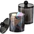 SheeChung 2-Pack Qtip Holder,Clear Black Acrylic Apothecary Jar,Bathroom Jars with Lids - Shatterproof Qtip Holder Dispenser for Bathroom Vanity - 10oz Small Cotton Ball & Swab Storage Canisters - size: 2pack