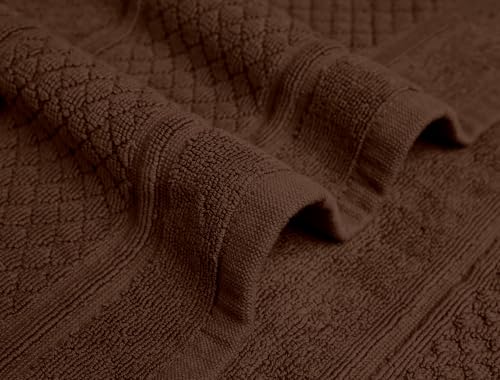 Avalon Towels Brown Bath Mat - 100% Cotton Set of 4 Absorbent Bathmat - Bathroom Mats Quick Dry Bath Mats for Bathrooms (22x34 Inches) - color: Brown, size: Pack of 4