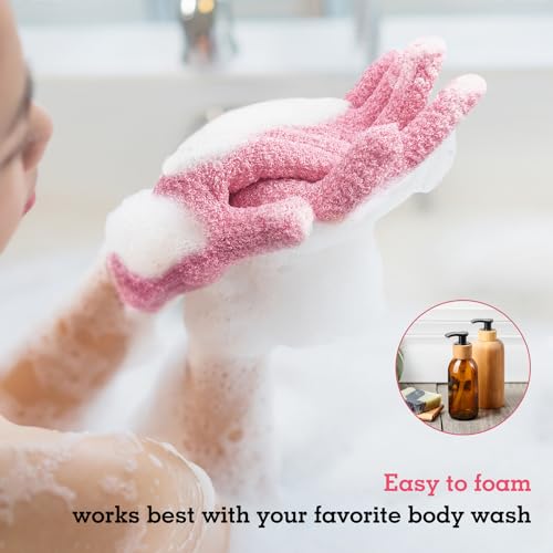 Evridwear Exfoliating Glove Shower Gloves Exfoliate Dead Skin for Dry Sensitive Skin No Irritation with Hanging Loop (3 Exfoliation Level Mixed- 3 Pairs) - color: 3 Pairs Multicolor