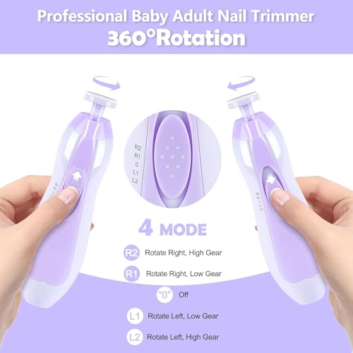 Qunlions life Baby Nail Trimmer Electric, 6 in 1 Baby Nail File Clippers Infant Grooming Kit Manicure Set for Toddler or Adults, Purple - color: Purple Nail Trimmer