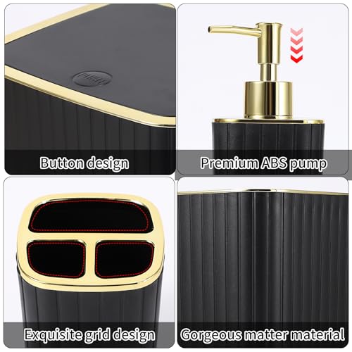 XLHOMO 26PC Bathroom Accessories Set - Gorgeous Black Bathroom Set, Bathroom Accessory Set, Black Shower Curtain Set with Bathtub Mats for Shower Tub - size: Bath Set+Bathtub Mat+Shower Curtain&Rugs, style: Black&Gold