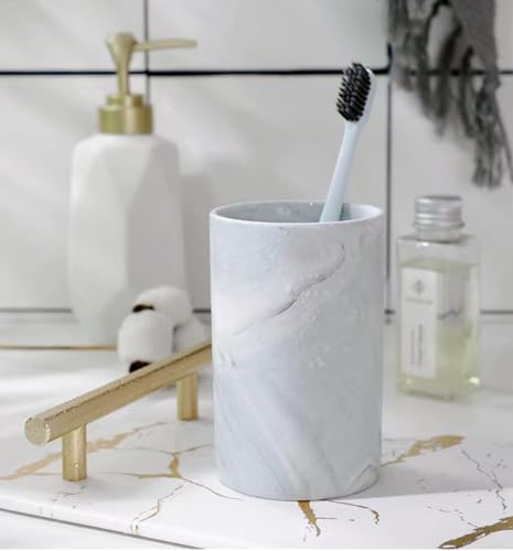 Marble ceramic mug, creative toothbrush holder, simple drinking cup. (Grey) - color: Gray