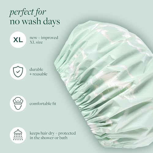 EcoTools XL Shower Cap, Large Hair Cap For Shower Or Bath, Protect Hair & Keep Dry, Reusable & Waterproof Material, Comfortable Fit For All Hair Types & Head Sizes, Cruelty-Free & Vegan, 1 Count