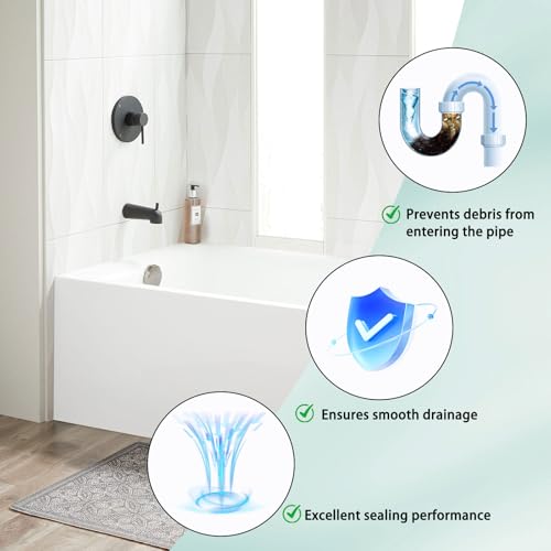 Universal Toe Touch Bathtub Drain Stopper - 3/8'' & 5/16'' Thread Studs with Star-Shaped Lock Washer, Brushed Nickel (1 Pack) - color: Brushed Nickel