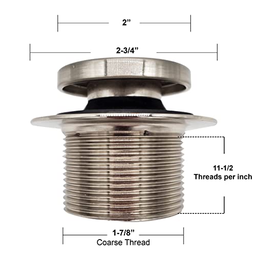 Westbrass D93-2-07 1-1/2" Tip-Toe Bathtub Drain Plug Trim Set with Two-Hole Overflow Faceplate, 1-Pack, Satin Nickel - color: Satin Nickel, size: 1 Pack