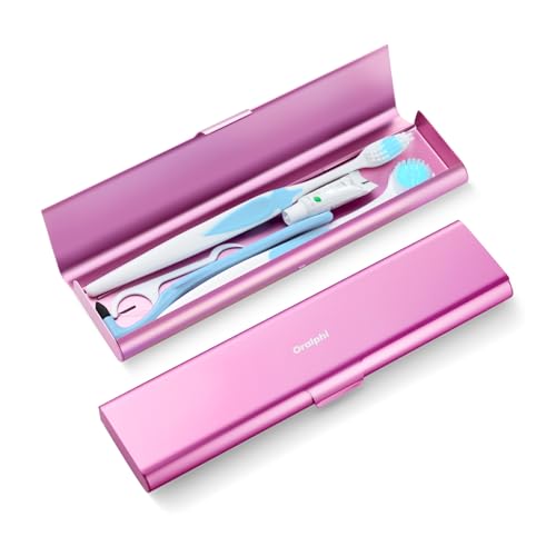 Wider Aluminum Toothbrush Travel Case, Portable Travel Toothbrush Holder, Durable Manual Toothbrush Box Container for Traveling, Bathroom, Camping, Business Trip, Pink - color: Pink, size: 1 Pack (Large)