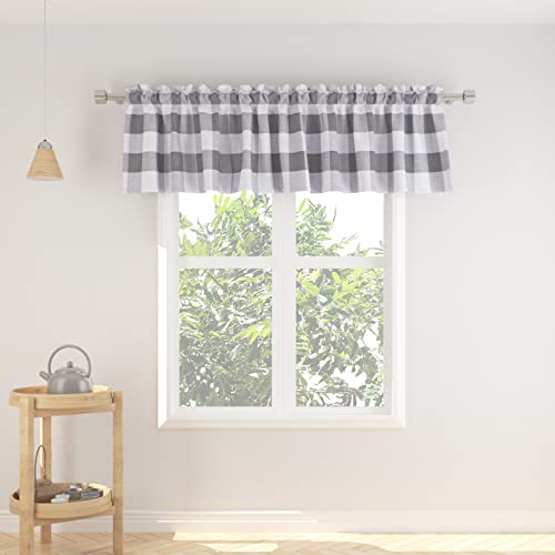 3 Pc Cotton Classic Country Farmhouse Kitchen Window Curtain -Grey & White Buffalo Check Tier & Valance Set, 54" x 18" / 27" x 36" - color: Plaids Grey&white, size: 27"W x 36"L (Pack of 3)
