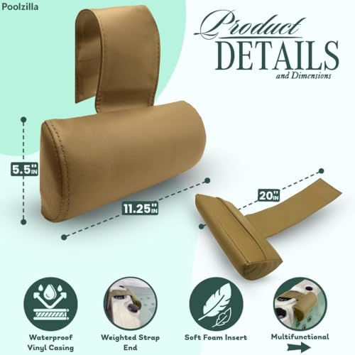 Poolzilla Universal Beige Spa Pillow, (1 Pack) Made of Soft Foam for Outdoor Hot Tubs and Chaise lounges - Adjustable Headrest and Weighted that Fits Any Spa - size: 1 Pack, style: Beige