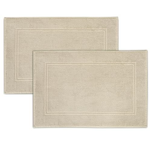 Tens Towels Pack of 2 Bath Mats 100% Cotton, 20 x 32 Inches, Super Absorbent, Hotel Quality Premium Floor Towels, Luxurious, Soft & Quick Dry, Not a Bathroom Rug, Beige - color: Beige