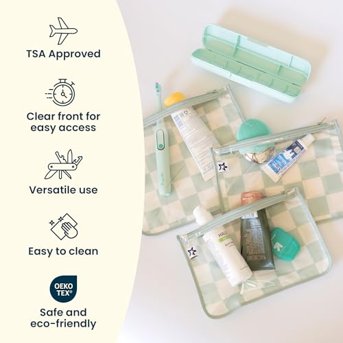 Tiny Twinkle Diaper Bag Organizing Pouches|3 Pack Mess-Proof Clear Front Travel Organizer Bags&TSA Approved Toiletry Bag Set for Baby and Mom Essentials - color: Butterflies