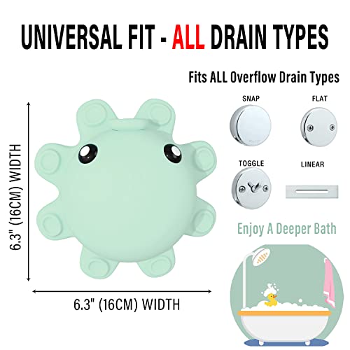 Bathtub Overflow Drain Cover Tub - Silicone Bathroom Overflow Drain Cover, Bath Tub Overflow Cover, Bathroom Spa Accessories, Adds Inches of Water for Deeper&Warmer Bath，Aqua Green - color: Squidward