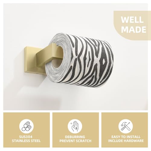 Angle Simple Toilet Paper Holder, SUS304 Stainless Steel Bathroom Tissue Holder, Open Arm Paper Roll Hanger Wall Mount, Brushed Gold - color: Brushed Gold