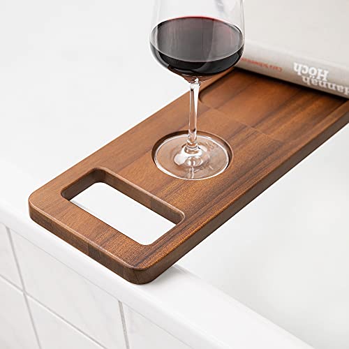 Navaris Wood Bath Tray Shelf - Walnut Bathtub Tray Caddy Tub Holder for Tablet, Books, Candles, Massage Oil - Real Walnut Wood with Simple Design
