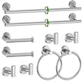 10-Piece Towel Bar Set Brushed Nickel Bathroom Hardware Accessories Set Includes 23.6in Towel Bar Round Towel Ring TP Holder and Hooks Stainless Steel Wall-Mounted Towel Racks Set for Bathroom - color: 10pcs Brushed Nickel