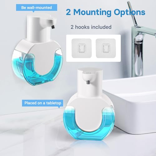 VZZNN 2 Pack Automatic Foaming Soap Dispenser 14.2oz/420ML Touchless Automatic Foaming Soap Dispenser,Rechargeabled Wall Mounted Smart Pump for Bathroom Kitchen - color: White, style: 2 Pack Foam