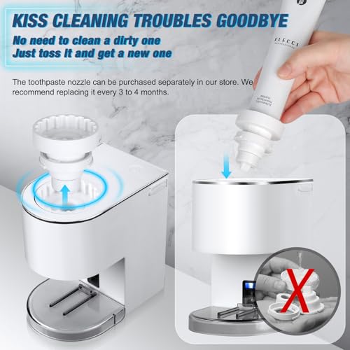 Monstake Automatic Toothpaste Dispenser Wall Mounted - Smart Electric Toothpaste Squeezer with 6 Adjustable Levels, Replaceable Nozzle, Rechargeable Toothpaste Holder for Bathroom, Kids and Adults