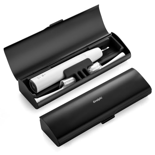 Aluminum Electric Toothbrush Travel Case, 2 in 1 Travel Toothbrush Holder for Oral B/Oral-B Pro 1000 1500 5000 and Most Electric Toothbrush for Traveling, Removable Silicone Liner-Black - color: Black