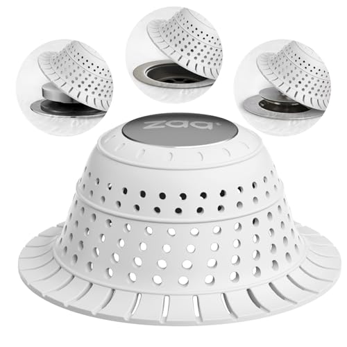 zaa Bathtub Drain Hair Catcher, Premium Silicone Collapsible 1 Pack Drain Protector for Pop-Up and Regular Drains of Shower, Tub, Bathroom, Sink, Light Gray - color: Light Gray